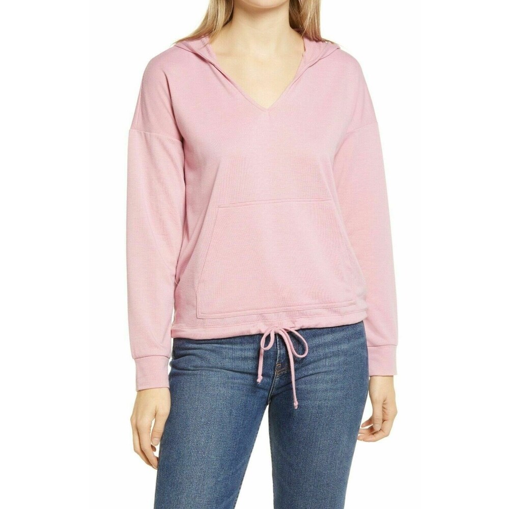 Gibsonlook Fleece Hoodie Sweatshirt Top Size S Long Sleeve Pink NWT B47